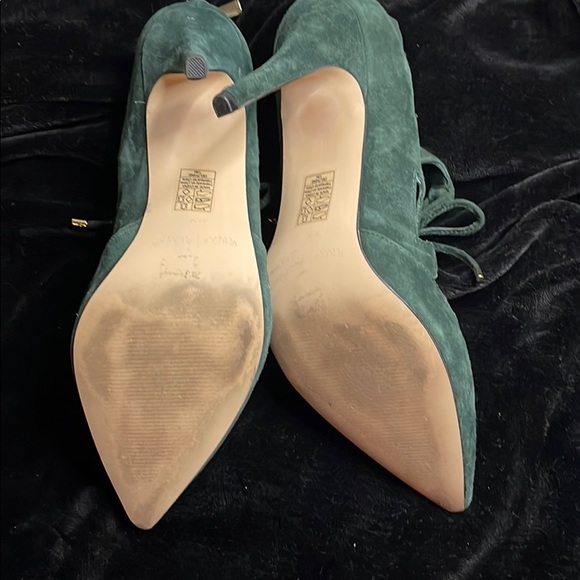 Green Suede Lace Up Heels - Picture 4 of 5